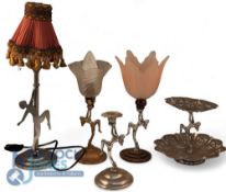Art Deco Dancing Lady Lamps. Largest one at 18 inches with 2 other smaller ones 12 inches,