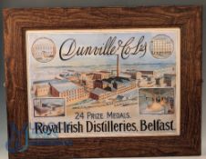 Modern Print of an early Lithograph Dunville & Co Distilleries Belfast. Featuring the factory advert