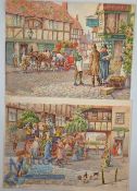 Original Watercolour Coaching Scene by Book Illustrator. Bernard E Odell in watercolour, only one is