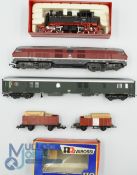 OO Gauge Model Railway - Rivarossi 1340 & 9138 Locomotives together with 2073 Cargo Wagons, Coach,