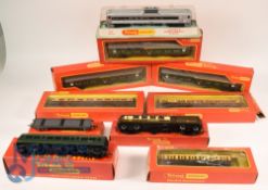 Hornby Tri-ang Coaches. To include R622 BR Green livery x3, R26 & R27 GWR, R741, R29 BR coach,