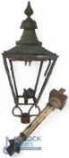Period Railway Gas Lamp Light, with cast iron stand, and copper lamp fitting, has its original gas