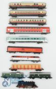 N Gauge Model Railway - Minitrix European Locomotive & Coaches with Various Liveries all unboxed (