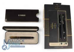Parker Rialto Matte Black Fountain Pen. In original box and outer together with Parker IM Duo