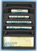 N Gauge Model Railway - Minitrix German DB Locomotive 12056 with 3 match livery Coaches all Housed