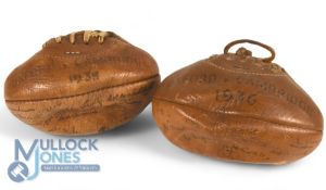 1936 & 1938 Oxford Varsity University Rugby Union Signed Miniature Balls. Signed by many players
