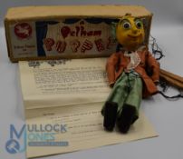Vintage Pelham Puppet Marionette Rare Mr Turnip with Original Box and Letter early 1950s