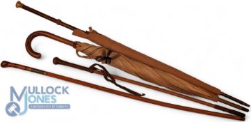 Period Umbrella Parasol, walking stick and riding crop handle, in f/g condition (4)