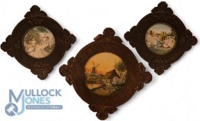 Set of 3 Aquatints. Featuring Farmer and his Sheep Dog with his sheep and a pair featuring