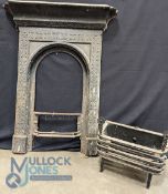 Wrought Iron Antique Fire Basket - size 24cm deep, 33cm tall and 38cm wide with detachable grid -