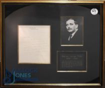 Autograph - Herbert George Wells (1866-1946) Handwritten Letter Display dated March 12 1919, on St