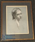 Alice Mary Burton (1893-1968) portrait of a woman in charcoal and chalk, dated 1930, in period frame