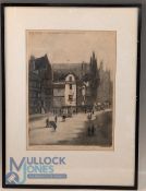 Engraving John Knox House Edinburgh by?? Salmon Law Exhibitor RA, framed and under glass - size 39cm