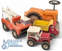 Tonka Toys. Double Crane Wrecker Truck, Dune Buggy, Tipper Lorry together with Plastic sit-on