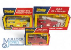 Dinky Toys Emergency Vehicles. Consisting of 282 Land Rover Fire Appliance, 266 E R F Fire Tender,