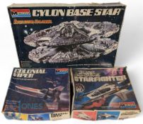 Monogram Space Model Kits, consisting of Buck Rogers Starfighter, Battlestar Galactica Colonal
