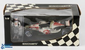 Special Edition Jenson Button 2006 Honda RA106 Minichamps Diecast Model. 1:18 with Standing Figure