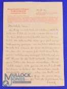 WWII - Sachsenhausen Concentration Camp Letter - date 18th July 1943 hand written, '…A big thank you