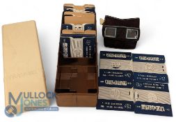Vintage Viewmaster Viewer and reels: a Bakelite viewer with a selection of reels to include Royalty,
