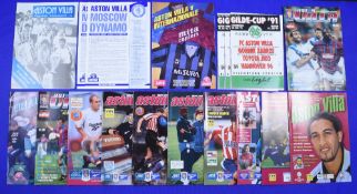 Aston Villa Football Club programmes - eighteen verses overseas teams including Gilde Cup 1991 x3,