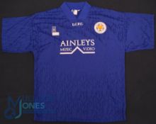 Leicester City FC home football shirt 1992-1994, Size 42/44, Fox Leisure / Ainleys Music Video, blue