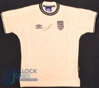 England FC home football shirt 1999-2000, size 152-158 cm, Umbro, white with an unknown signature on