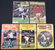 Five Soccer Stars Albums 1968-1976 1968/69 three missing, 1969/70 complete, 1972/73 complete, 1973/