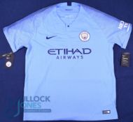 Manchester City FC home football shirt 2018-2019 #7 Sterling, Size XL, Nike / Etihad Airways, Blue