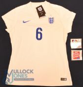 England FC football shirt #6 Bassett, Nike, white, with tags and two sleeve logos (G)