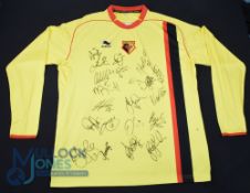 Watford FC Home Football Shirt 2010-2011 Squad signed with 21 signatures, Size XL, Burrda, yellow (