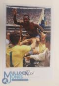 Pele Brazil FC hand signed colour print, celebrating Brazil’s 4-1 victory over Italy in the 1970