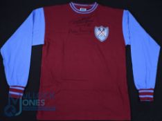 West Ham United FC home football shirt by Score Draw, E.C.W.C Wembley 1965 hand signed by Geoff