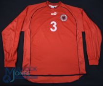 Albania FC Home Football Shirt 2003 #3 Lorik, Match Worn in Euro Qualifier, Size L, Puma, Red,