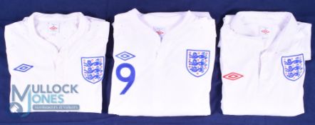 Three England Football Club Shirts - All Umbro and Size 44, White (G)
