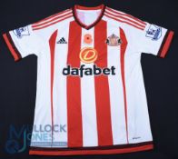 Sunderland FC Home Poppy Football Shirt 2015-2016 #6 Cattermole, Bench Worn v Southampton, Size M,