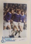 Colin Harvey, Alan Ball and Howard Kendal, Everton FC hand signed colour print, mounted and ready to