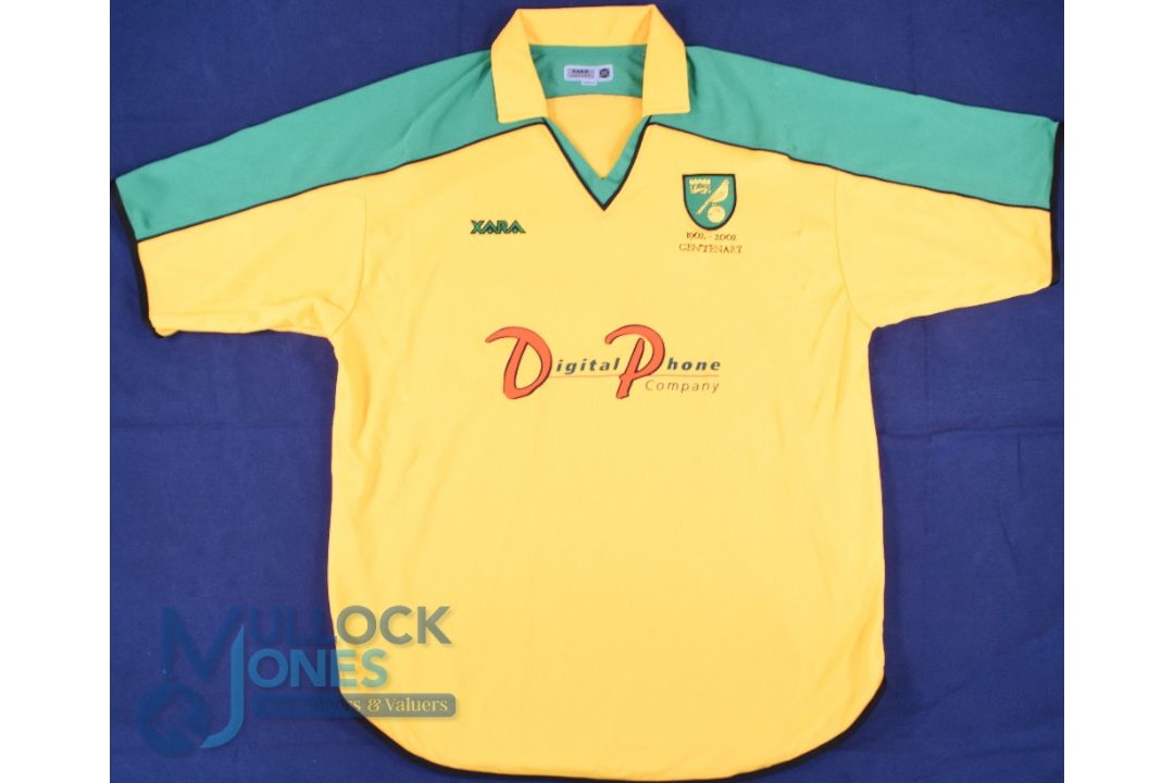 Norwich City FC Home Football Shirt 1902-2002 Centenary, Size L, Xara / Digital Phone Company, - Image 1 of 2