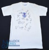 Cardiff City AFC Bluebirds 1899-1999 Centenary T-Shirt with seventeen signatures on front, marked