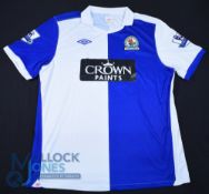 Blackburn Rovers FC Home Football Shirt 2010-2011, #21 Benjani, Match Worn, Size XL, Umbro / Crown