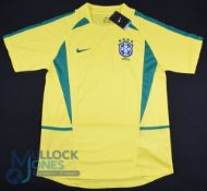 Brazil fc Home Football Shirt 2002-2004, Size L, Nike, yellow with tags (G)
