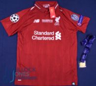 Liverpool FC home football shirt, 2019 Champions League Final v Tottenham, Size L, New Balance /