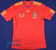Spain FC home football shirt 2010 v Netherlands at Johannesburg, Size M, Adidas, Red (G)