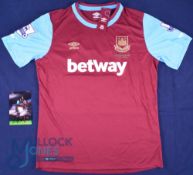 West Ham United FC Home Football Shirt 1904-2016 The Boleyn Ground, #30 Antonio, Size XL, Umbro /