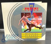 1992 Panini Football Cards with unmarked checklist housed in a deluxe hardback binder appears