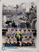 Newcastle United FC 1969 Fair Cup Winners print personally signed by Ollie Burton, Alan Foggon,