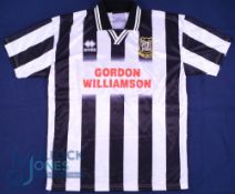Elgin City FC Home Football Shirt - 1999/2000, Size XL, Errea / Gordon Williamson, Black and White