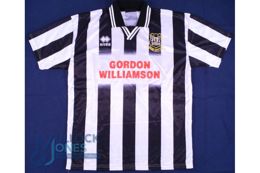 Elgin City FC Home Football Shirt - 1999/2000, Size XL, Errea / Gordon Williamson, Black and White - Image 1 of 2