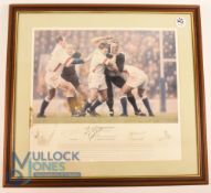 Twickenham 1997 England v New Zealand ‘Honours Even’ by Keith Fearon, framed limited edition