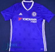 Chelsea FC home football shirt 2016-2017 #11 Pedro, Size L, Adidas / Yokohama Tyres, Blue (G)