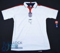 England FC Home Football Shirt 2003-2004 with an unknown autograph on front, Size XLB, Reversible,